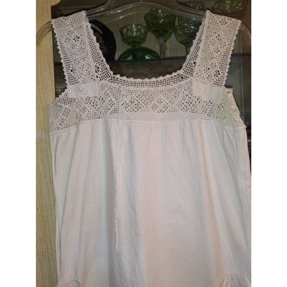 Antique vintage handmade lace 1920's? 30s Nightgown linen hope chest